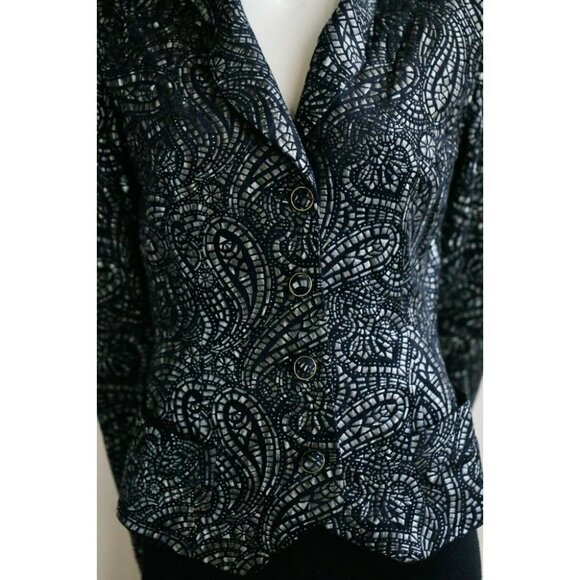 Babu Paris Textured Paisley Print Stained Glass Window Look Cropped Blazer 2 - Picture 3 of 9